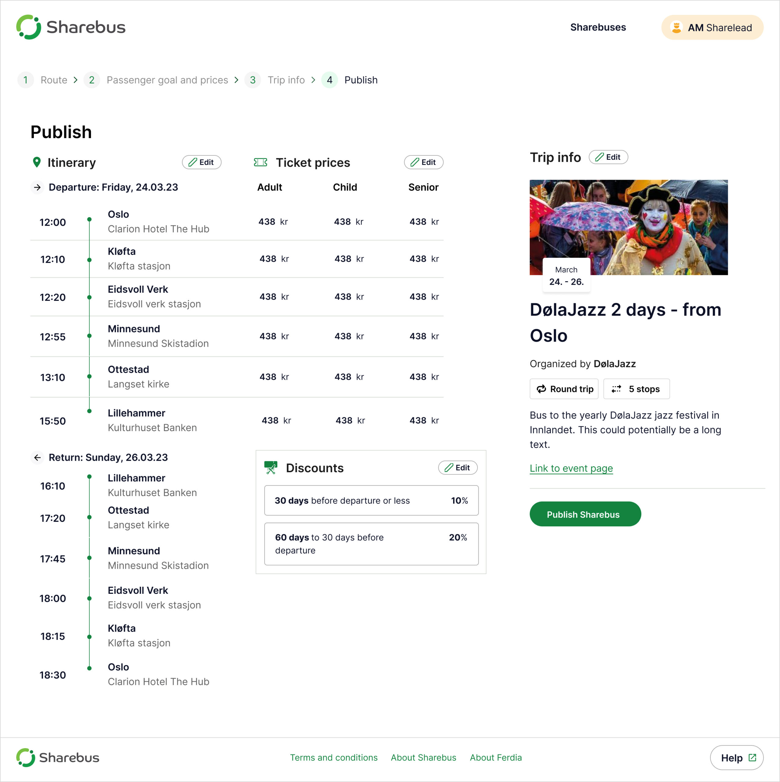 A UI showing a summary of all details to publish.